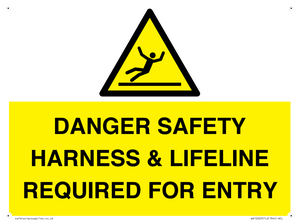 DANGER SAFETY HARNESS & LIFELINE REQUIRED FOR ENTRY